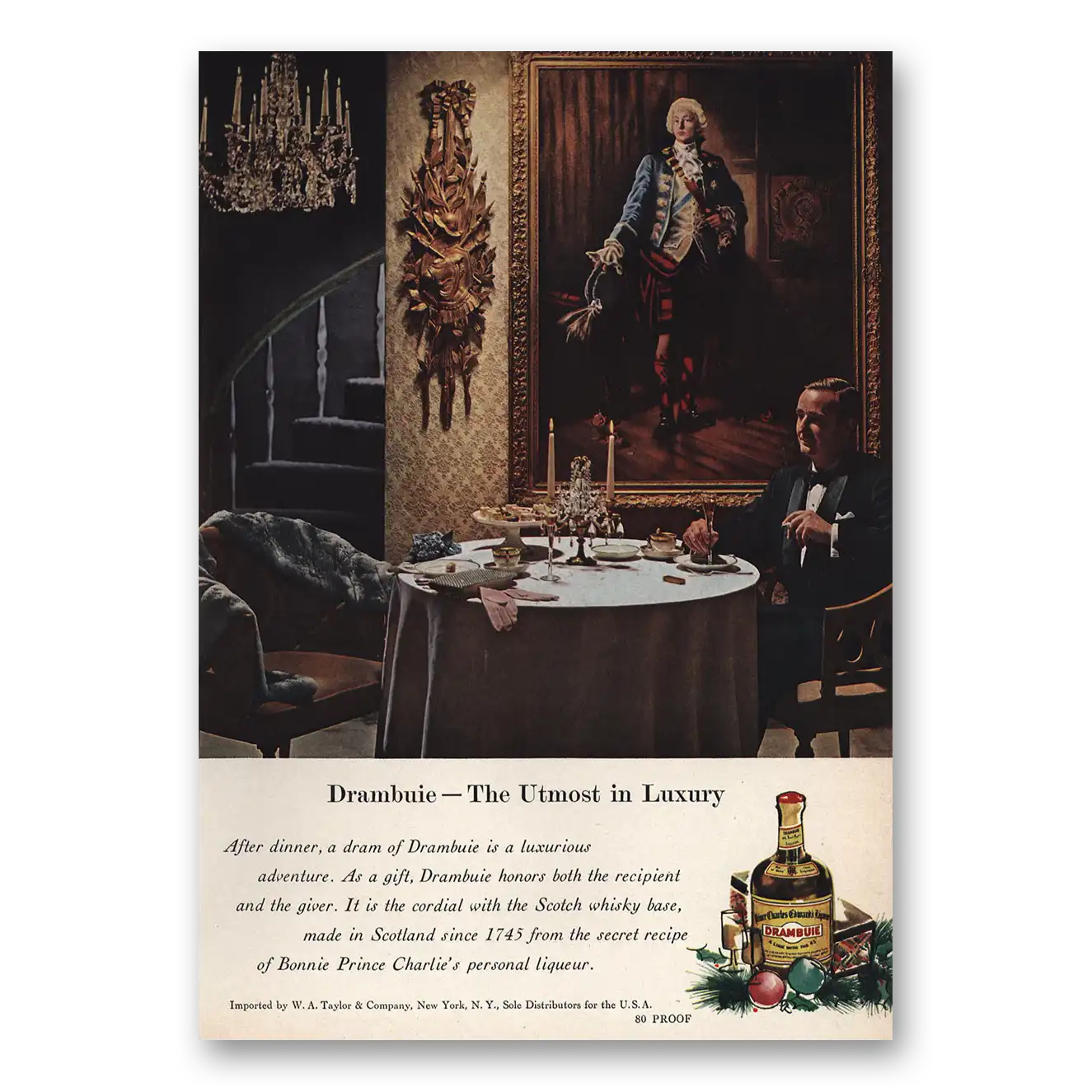 1959 Drambuie Utmost In Luxury Vintage Magazine Print Ad