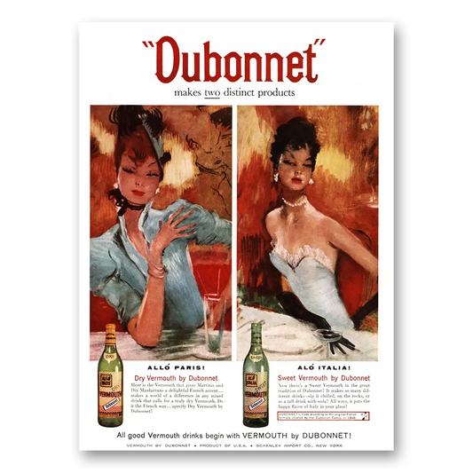 1959 Dubonnet Wine Makes Two Distinct Products Vintage Magazine Print Ad