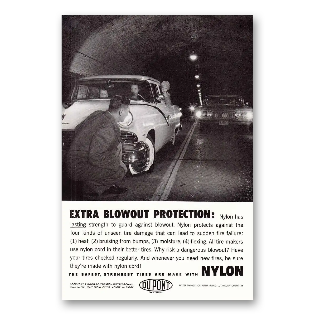 1959 DuPont Tunnel Vintage Magazine Print Ad