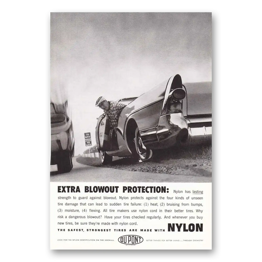 1959 DuPont Fins Extra Blowout Protection Vintage Magazine Print Ad