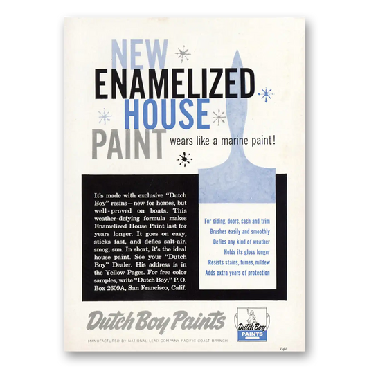 1959 Dutch Boy Paint Enamelized House Paint Vintage Magazine Print Ad