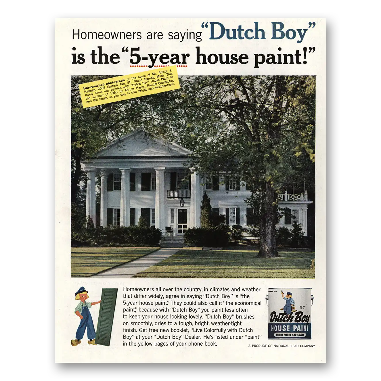 1959 Dutch Boy Paint Grand Rapids Michigan Vintage Magazine Print Ad