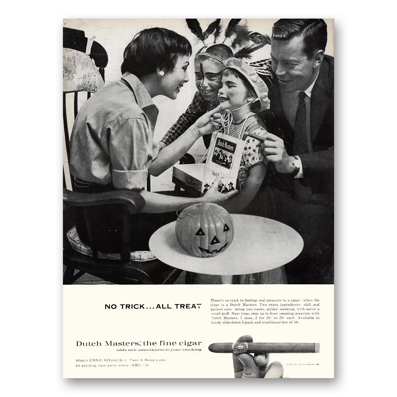 1959 Dutch Masters Cigars No Trick All Treat Vintage Magazine Print Ad