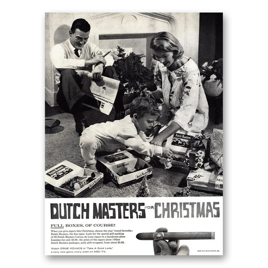 1959 Dutch Masters Cigars Christmas Full Boxes Vintage Magazine Print Ad