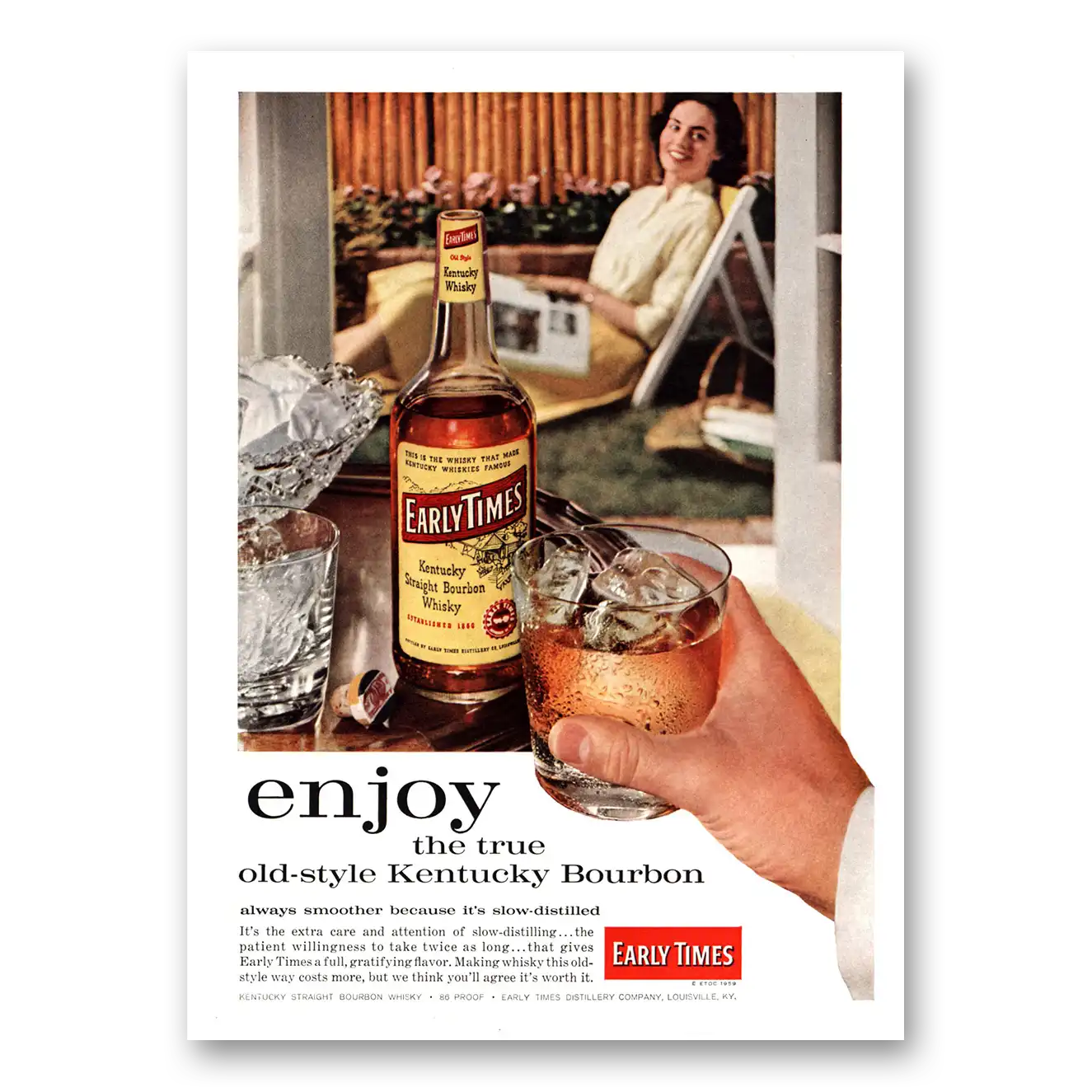 1959 Early Times Whisky Old Style Kentucky Bourbon Vintage Magazine Print Ad