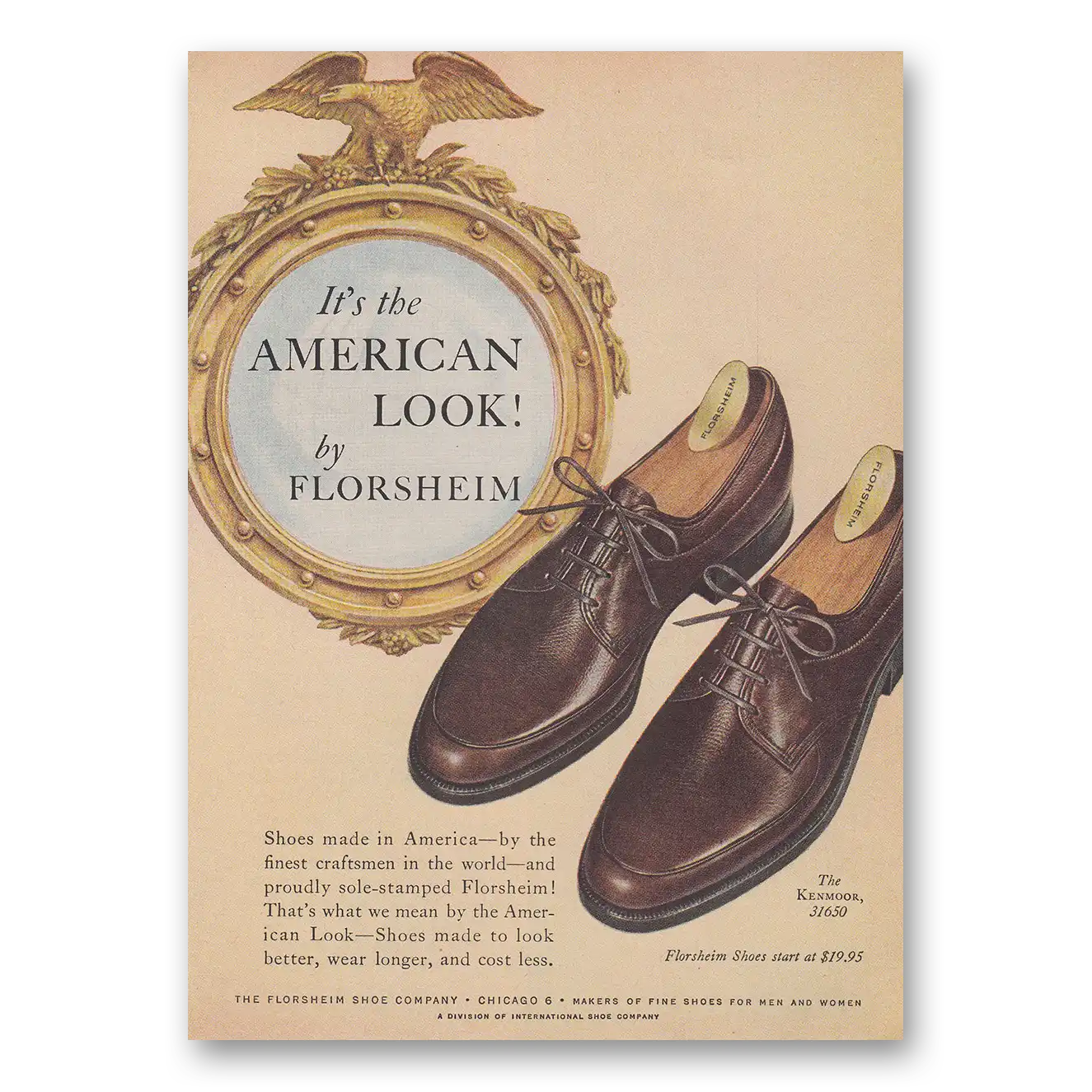 1959 Florsheim Shoes American Look Vintage Magazine Print Ad