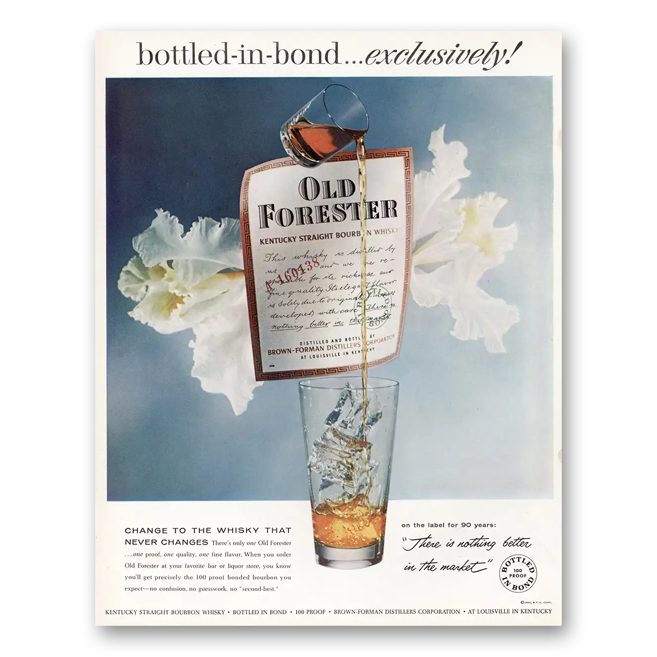 1959 Old Forester Whisky That Never Changes Vintage Magazine Print Ad