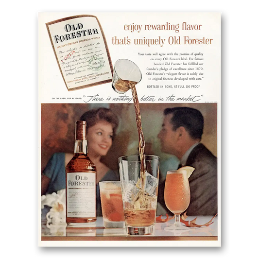 1959 Old Forester Whisky Enjoy Rewarding Flavor Vintage Magazine Print Ad