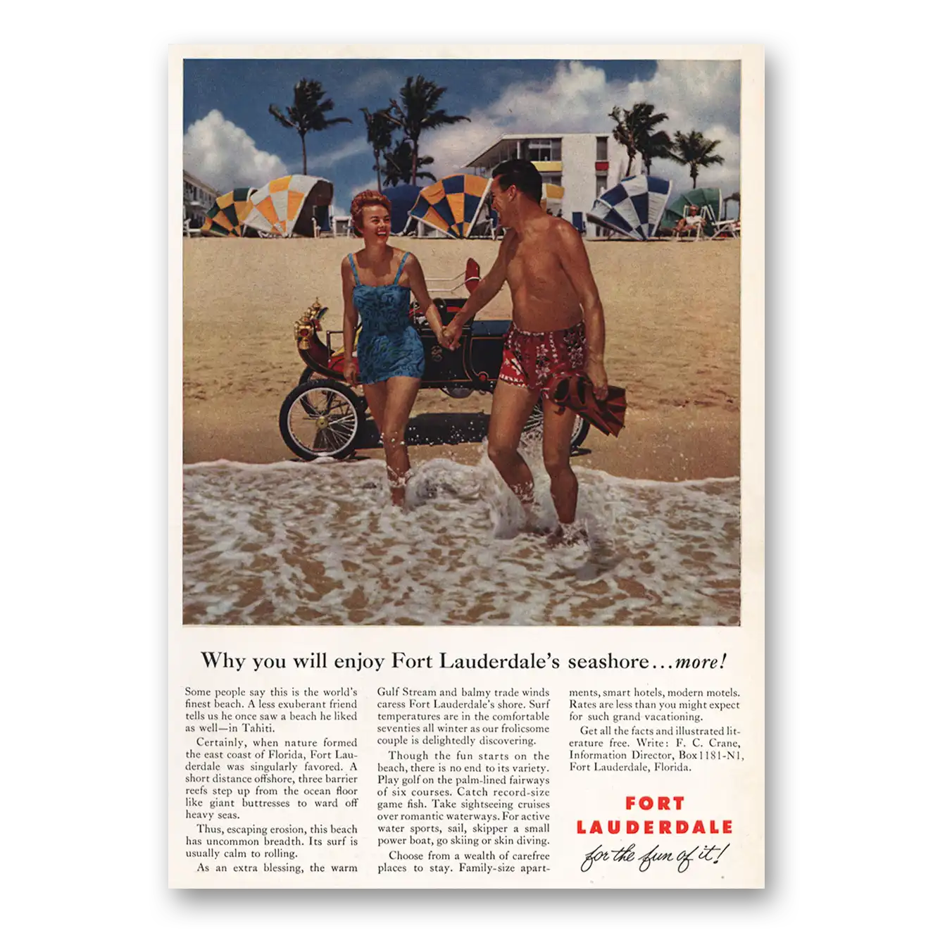 1959 Fort Lauderdale Florida Why You Will Enjoy Seashore Vintage Magazine Print Ad