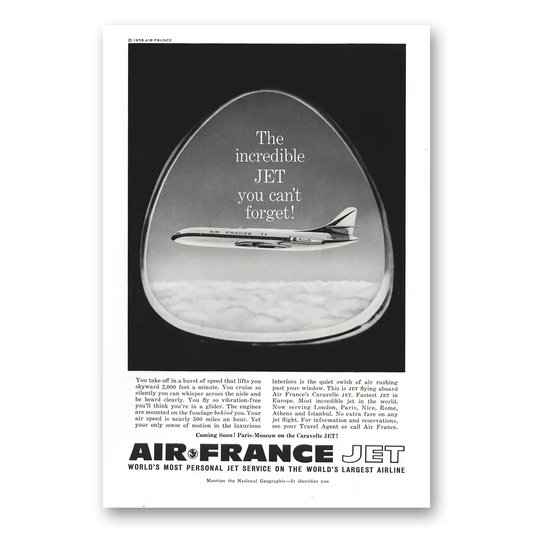 1959 Air France Incredible Jet Vintage Magazine Print Ad