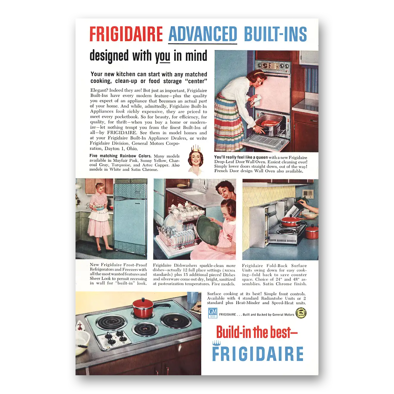 1959 Frigidaire Oven Range Advanced Built Ins Designed With You in Mind Vintage Magazine Print Ad