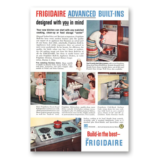 1959 Frigidaire Oven Range Advanced Built Ins Designed With You in Mind Vintage Magazine Print Ad