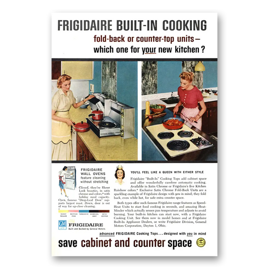 1959 Frigidaire Oven Range Built In Cooking Fold Back Vintage Magazine Print Ad