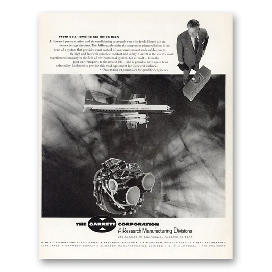 1959 Garrett AiResearch From the Sea Level to Six Miles High Vintage Magazine Print Ad