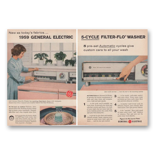 1959 General Electric Washer Filter Flo Washer Vintage Magazine Print Ad