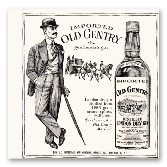 1959 Old Gentry Gin London Dry Gin Vintage Magazine Print Ad