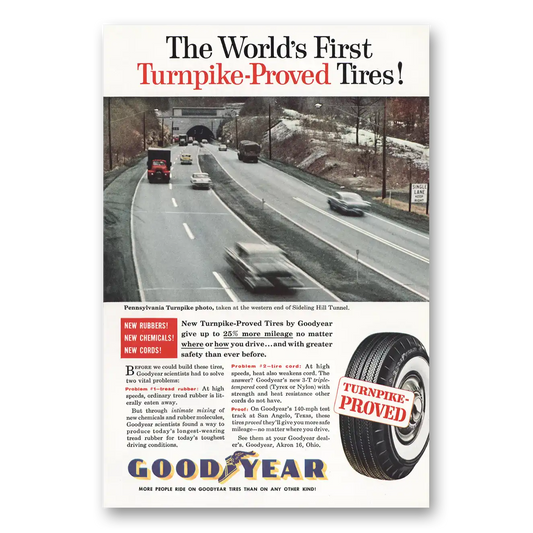 1959 Goodyear Tires Pennsylvania Turnpike Vintage Magazine Print Ad