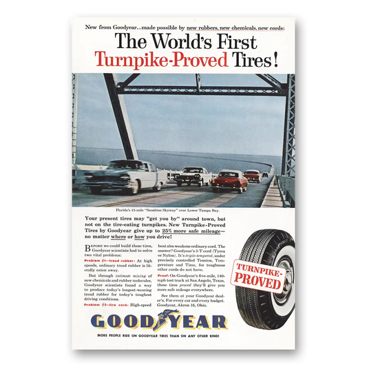 1959 Goodyear Tires Sunshine Skyway Tampa Bay FL Vintage Magazine Print Ad