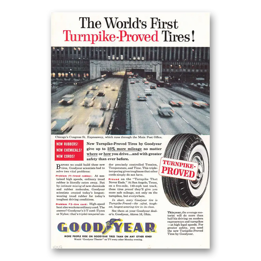 1959 Goodyear Tires Chicago Congress Street Expressway Vintage Magazine Print Ad