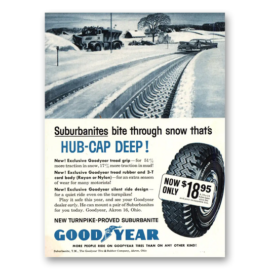 1959 Goodyear Tires Hub Cap Deep Vintage Magazine Print Ad