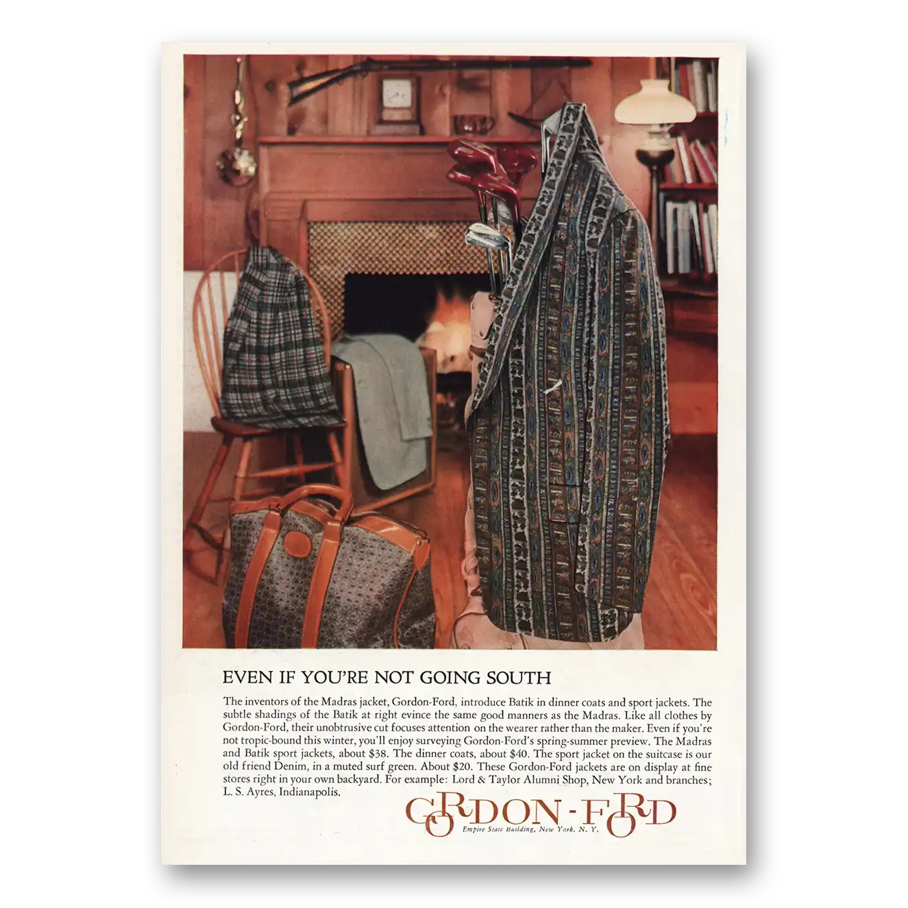 1959 Gordon Ford Even If You're Not Going South Vintage Magazine Print Ad