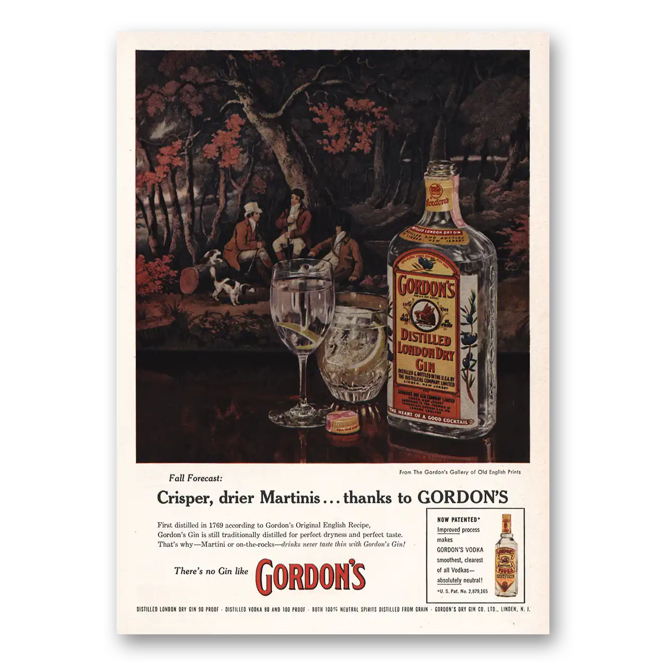 1959 Gordons Gin Fall Forecast Crisper Drier Martinis Vintage Magazine Print Ad