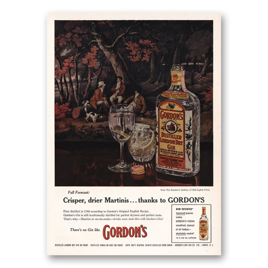 1959 Gordons Gin Fall Forecast Crisper Drier Martinis Vintage Magazine Print Ad