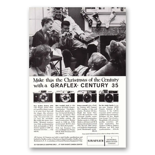 1959 Graflex Cameras Century 35 Christmas of the Century Vintage Magazine Print Ad