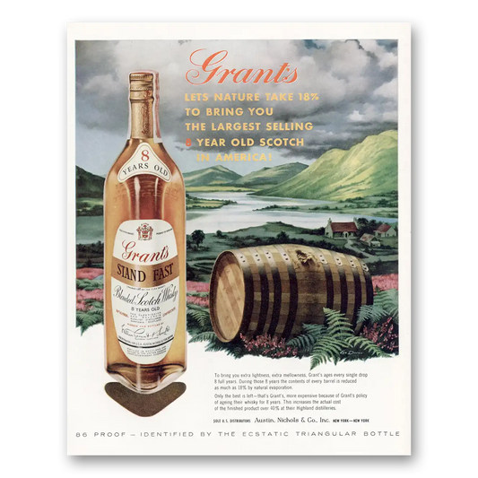 1959 Grants Scotch Whisky Lets Nature Take Vintage Magazine Print Ad