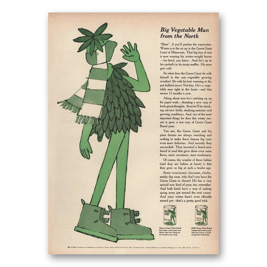 1959 Green Giant Big Vegetable Man From the North Vintage Magazine Print Ad