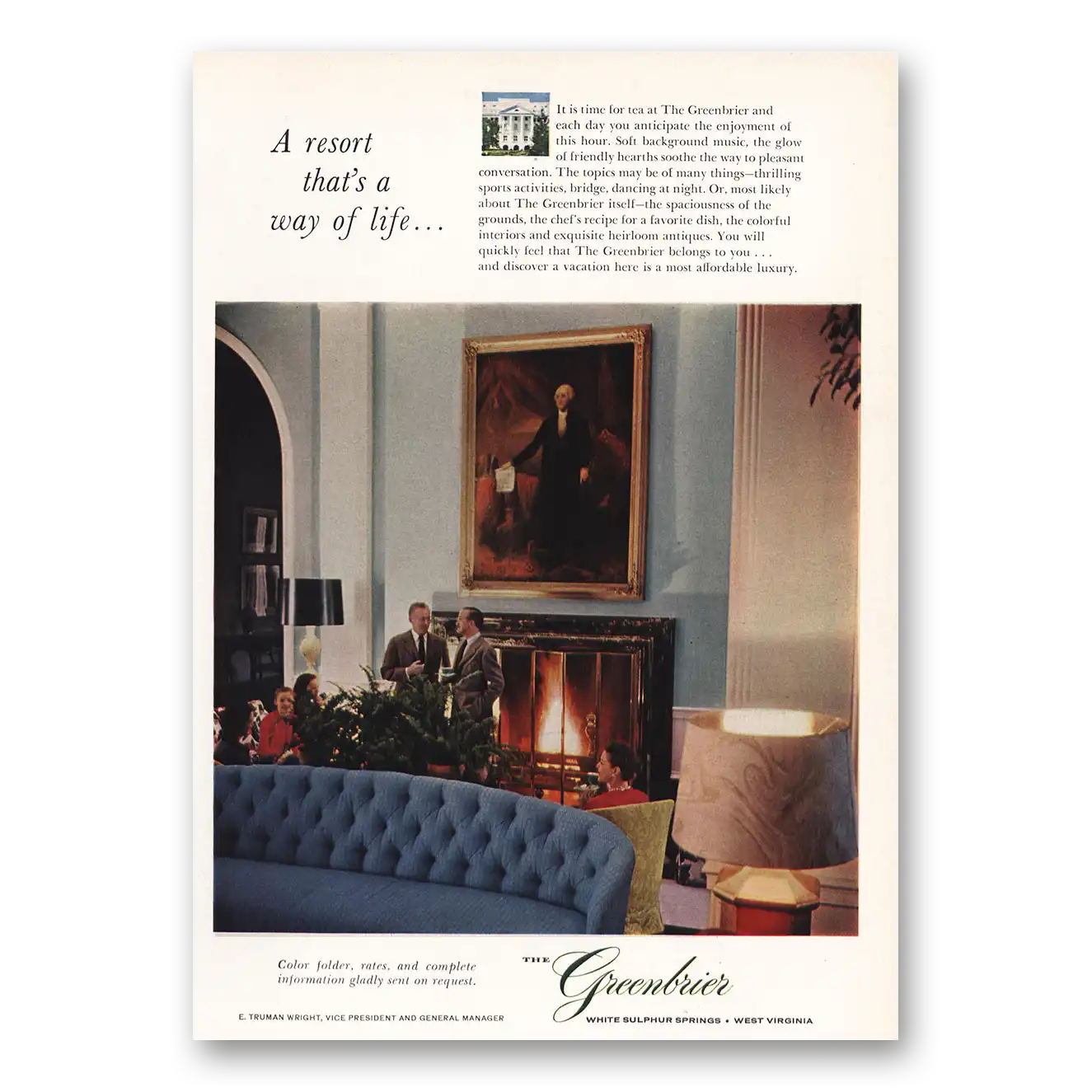 1959 Greenbrier Resort That’s a Way of Life Vintage Magazine Print Ad