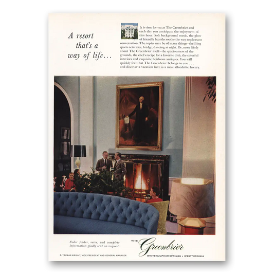 1959 Greenbrier Resort That’s a Way of Life Vintage Magazine Print Ad