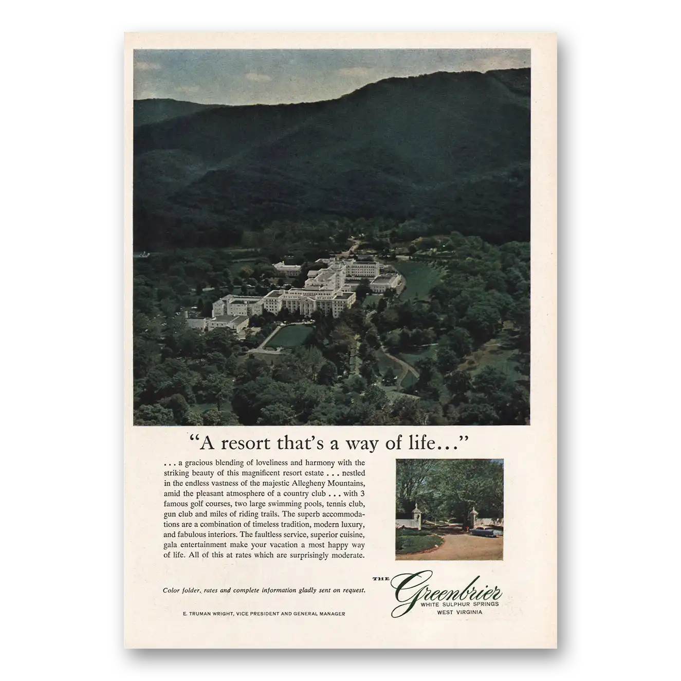 1959 Greenbrier Resort Thats a Way of Life Vintage Magazine Print Ad