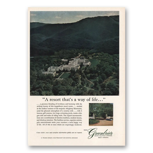 1959 Greenbrier Resort Thats a Way of Life Vintage Magazine Print Ad