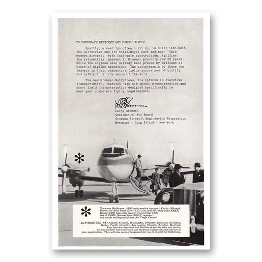 1959 Grumman Aircraft Letter Leroy Grumman Vintage Magazine Print Ad