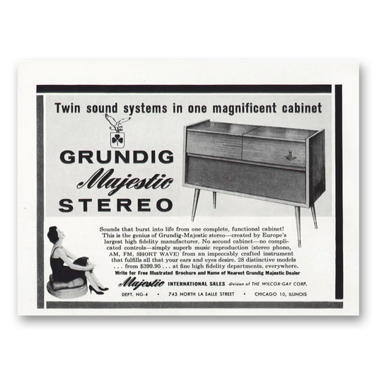 1959 Grundig Majestic Stereo Twin Sound Systems Vintage Magazine Print Ad