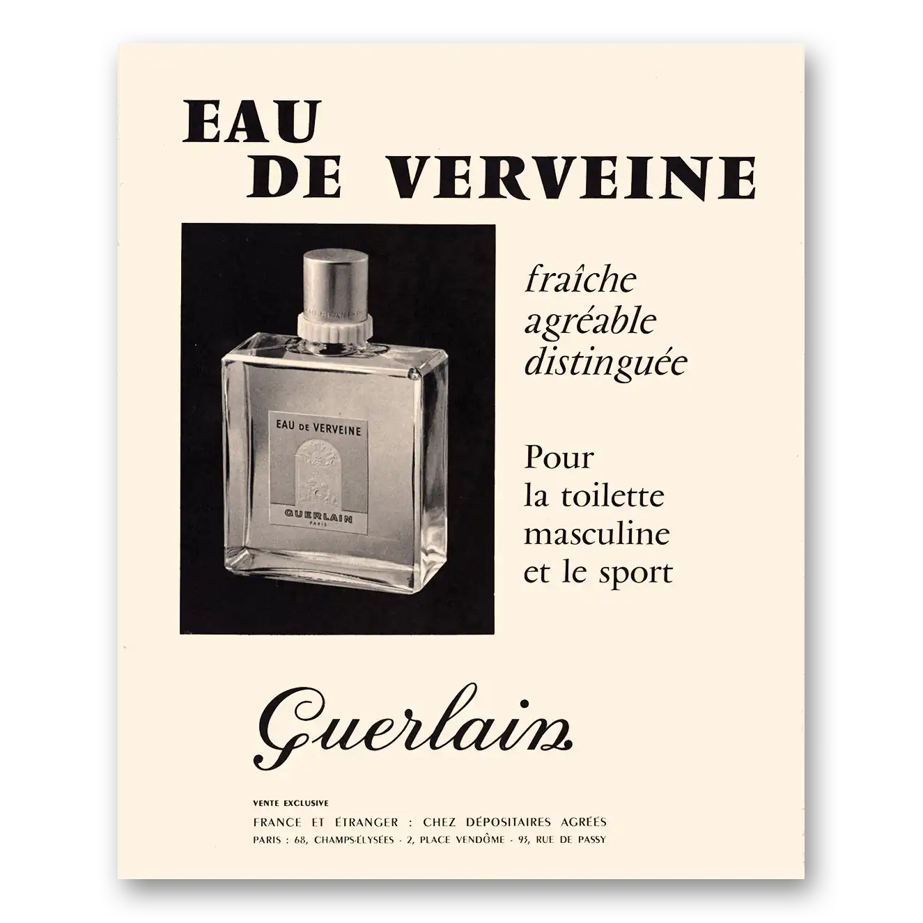 1959 Eau De Verveine Perfume Eau De Verveine French Vintage Magazine Print Ad