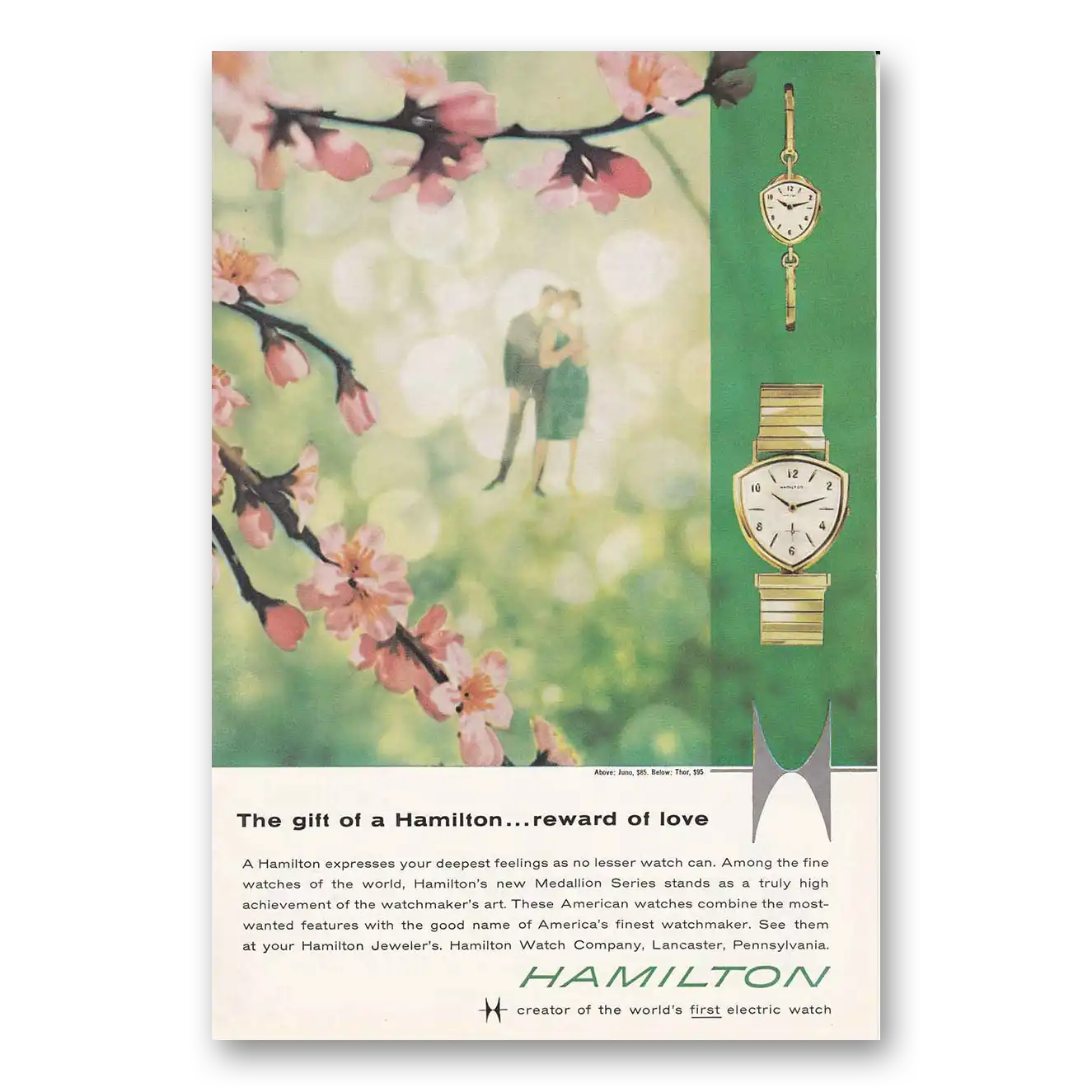 1959 Hamilton Watch Gift of Hamilton Reward of Love Vintage Magazine Print Ad