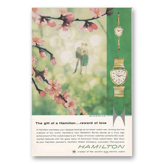 1959 Hamilton Watch Gift of Hamilton Reward of Love Vintage Magazine Print Ad