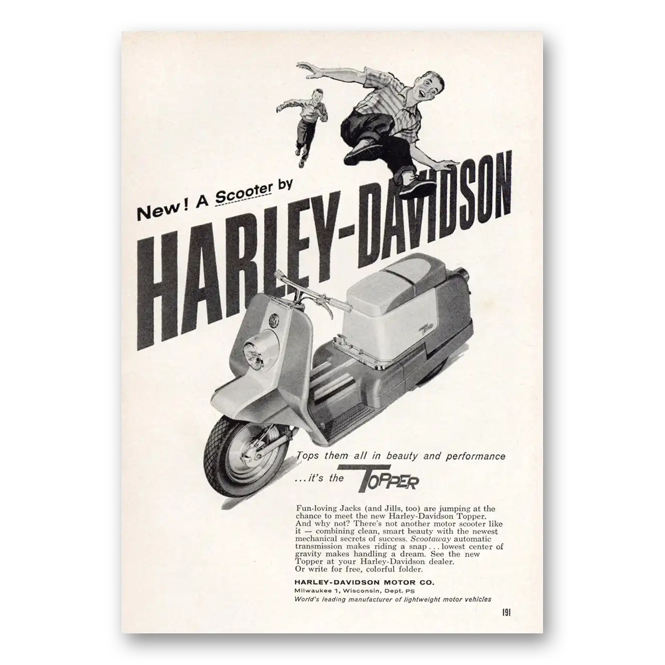 1959 Harley Davidson Topper Tops Them All in Beauty Vintage Magazine Print Ad