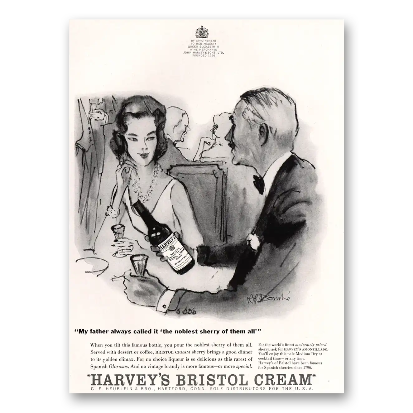 1959 Harveys Bristol Cream My Father Always Called It Vintage Magazine Print Ad