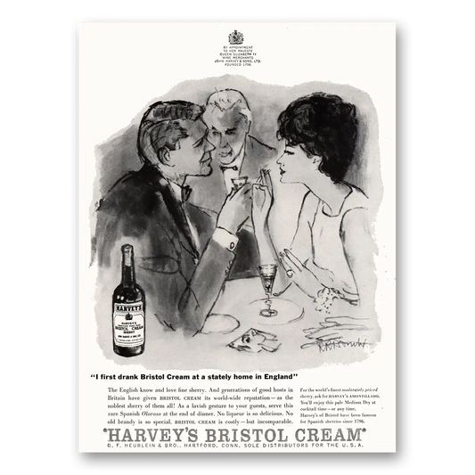 1959 Harveys Bristol Cream Stately Home in England Vintage Magazine Print Ad