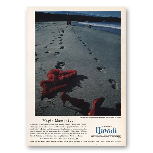 1959 Hawaii Magic Moments Footprints In the Sand Vintage Magazine Print Ad