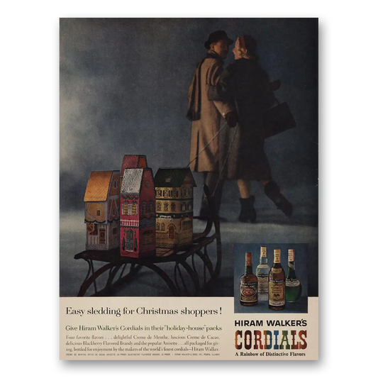 1959 Hiram Walker Cordials Easy Sledding for Christmas Shoppers Vintage Magazine Print Ad