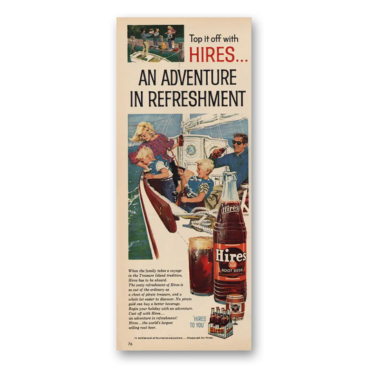 1959 Hires Root Beer An Adventure In Refreshment Sailboat Vintage Magazine Print Ad