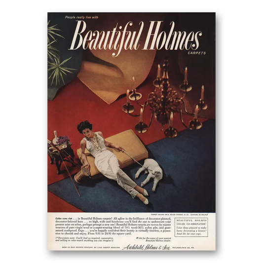 1959 Archibald Holmes & Son Beautiful Holmes Carpets Color Runs Riot Vintage Magazine Print Ad