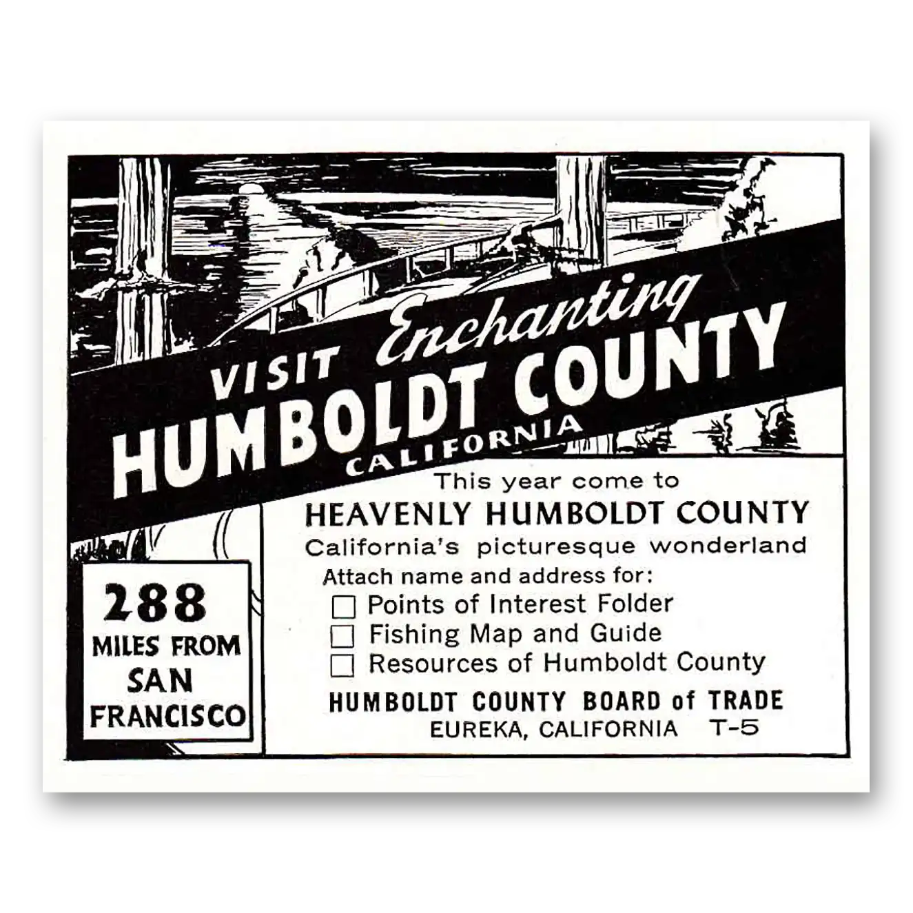 1959 Humboldt County California Enchanting Vintage Magazine Print Ad