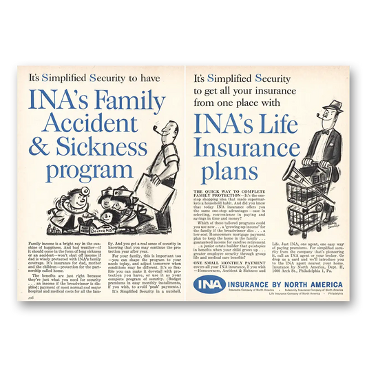 1959 Insurance Company North America INA Accident Sickness Program Vintage Magazine Print Ad