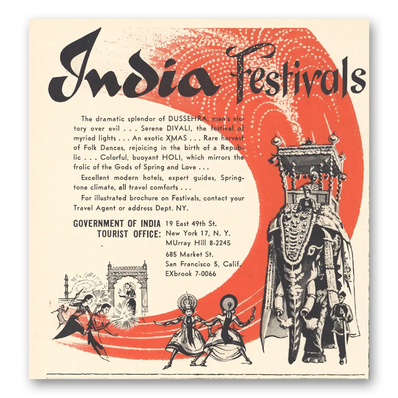 1959 India Dramatic Splendor of Dussehra Vintage Magazine Print Ad