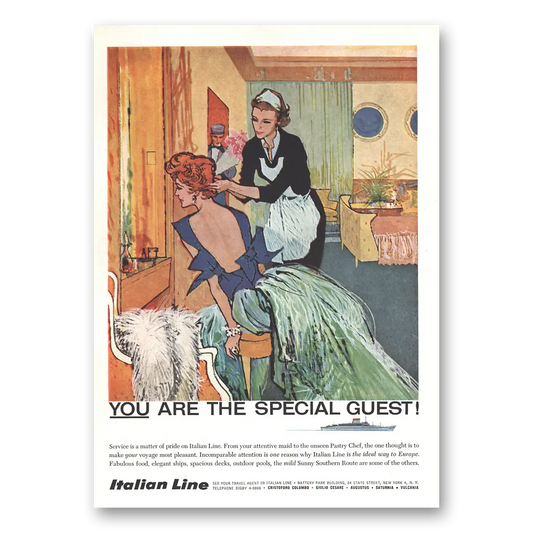 1959 Italian Line You Are the Special Guest Service Is a Matter of Pride Vintage Magazine Print Ad